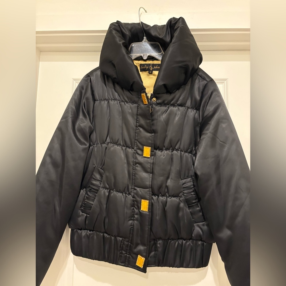Baby Phat Black Puffer Jacket with Gold Details